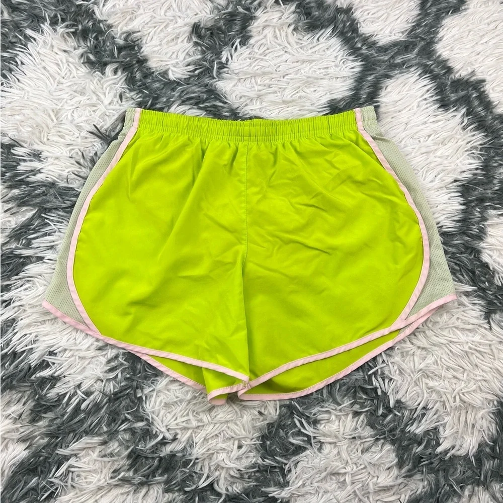 Nike Dri-Fit Kids Girls Green Pink Running Shorts Size XL